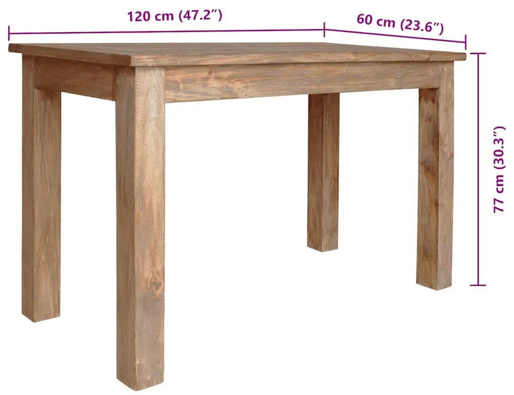vidaXL Τραπεζαρία 120 x 60 x 77 εκ. από Μασίφ Ξύλο Μαόνι
