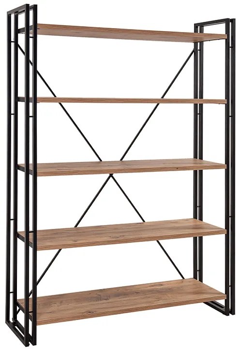 Βιβλιοθήκη Atlas Megapap χρώμα antlantic pine - μαύρο 130x35x180εκ.