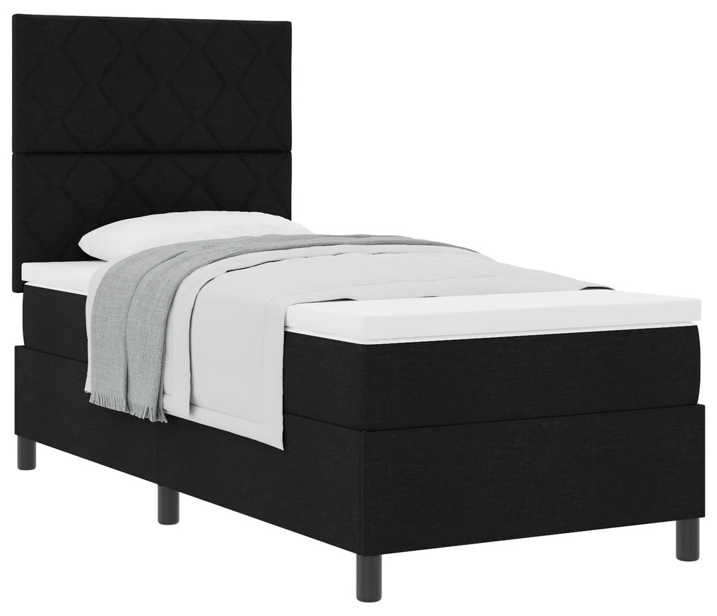 vidaXL Κρεβάτι με ελατήρια με στρώμα Μαύρο 90 x 190 cm ύφασμα