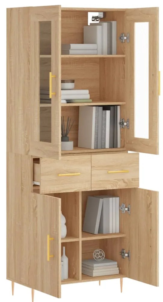 vidaXL Ντουλάπι Sonoma δρυς 69,5 x 34 x 180 εκ. από Επεξεργασμένο Ξύλο