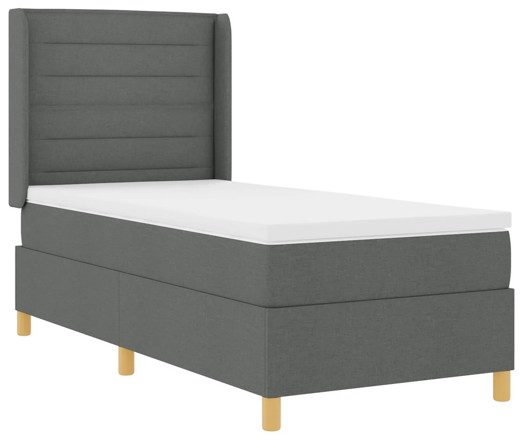 vidaXL Κρεβάτι Box Spring με Στρώμα & LED Σκούρο Γκρι 80x200 εκ Υφασμάτινο