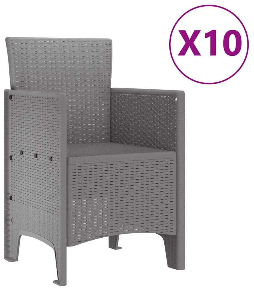 vidaXL Σέτ φαγητού για κήπο 11 pcs Ανοιχτό γκρι Rattan Polt