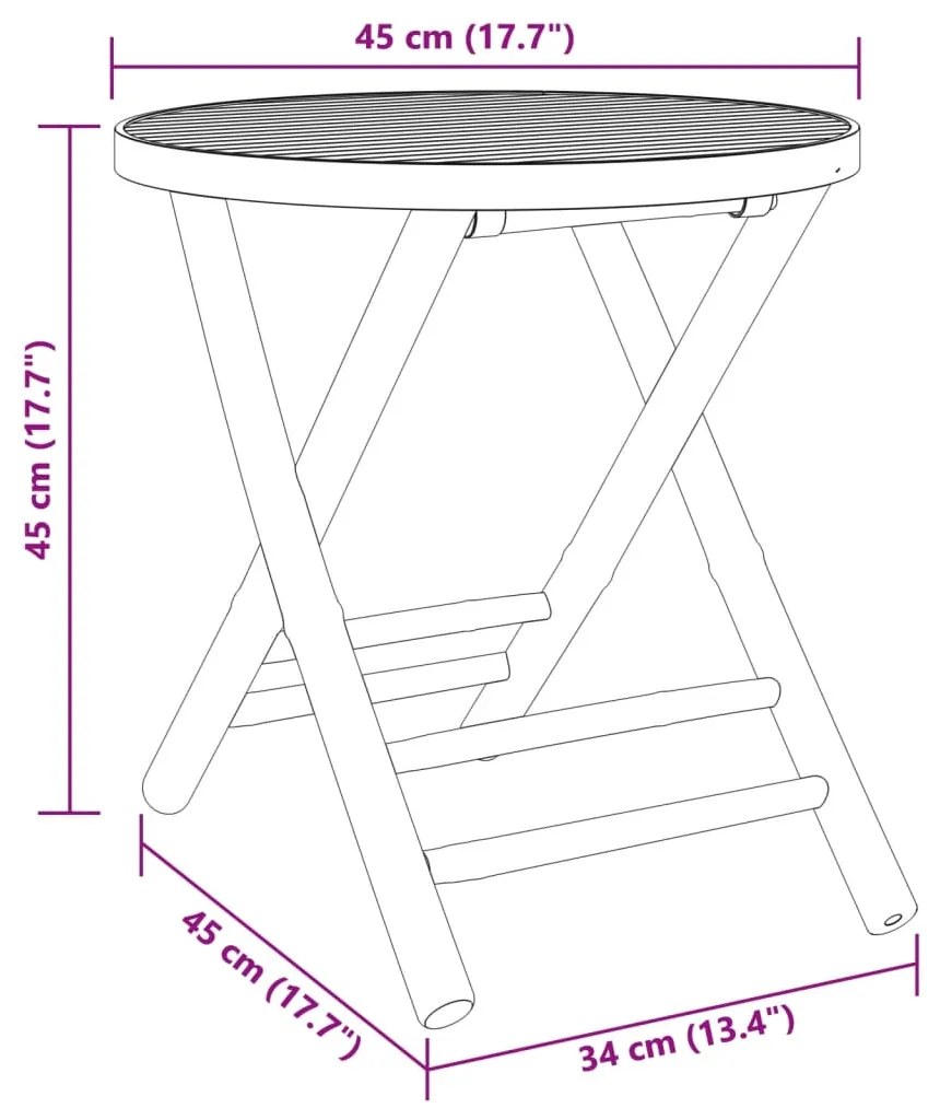 Τραπέζι Κήπου Πτυσσόμενο Ø45x45 εκ. από Μπαμπού - Καφέ
