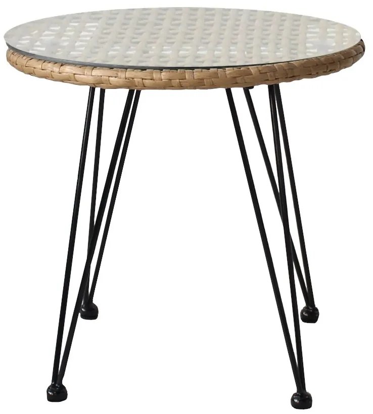 Τραπέζι Κήπου ArteLibre EUSEBIO Φυσικό/Μαύρο Μέταλλο/Rattan Φ45x40cm-14510012