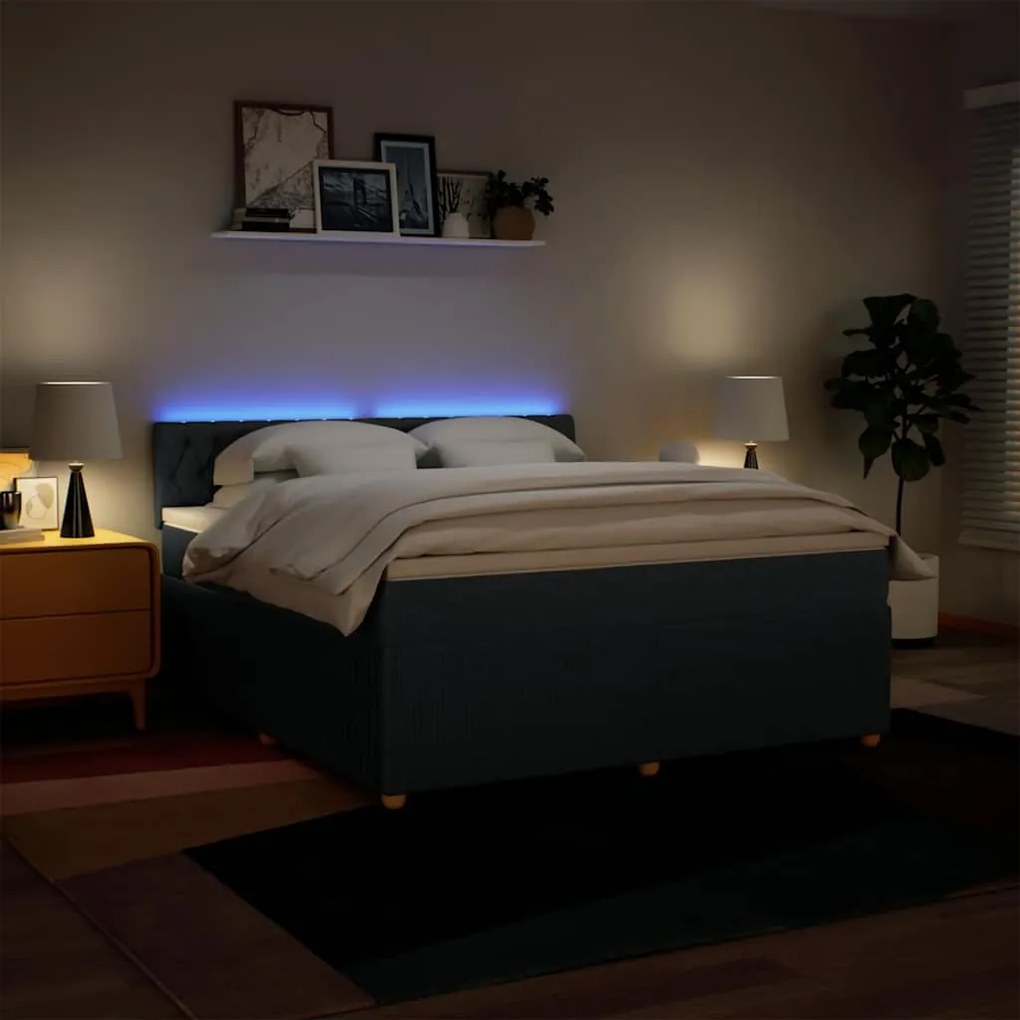 vidaXL Κρεβάτι Boxspring με Στρώμα Μπλε 180x200 εκ. Υφασμάτινο