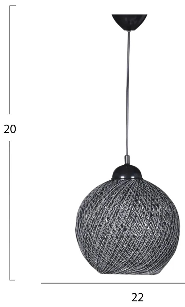 ΦΩΤΙΣΤΙΚΟ ΟΡΟΦΗΣ ΕΣΩΤΕΡΙΚΟΥ ΧΩΡΟΥ ΚΡΕΜΑΣΤΟ ΑΠΟ ΣΧΟΙΝΙ ΜΑΥΡΟ ΓΚΡΙ HM7645.02 22x18x20 εκ.