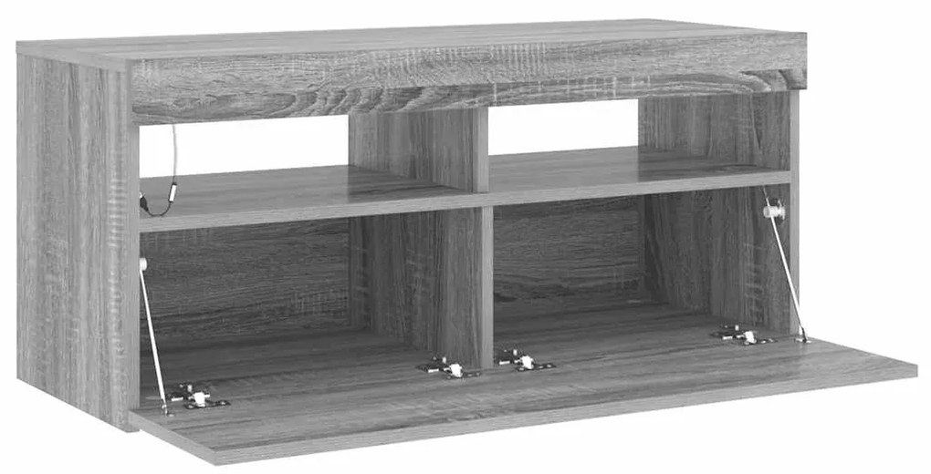 vidaXL Έπιπλο Τηλεόρασης με LED Γκρι Sonoma 90x35x40 εκ.