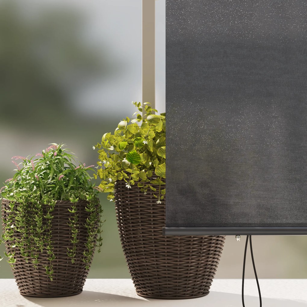vidaXL Εξωτερικό ρολό Striped Χειροκίνητος Ανθρακί 220 x 250 cm ύφασμα