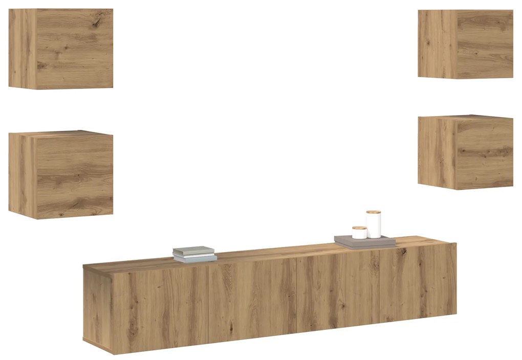 vidaXL Σετ επίπλου τηλεόρασης 6 pcs Καφέ 160 x 30 x 30 εκ.