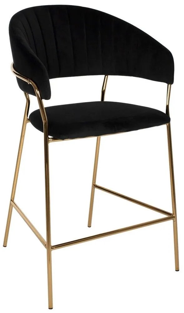 Σκαμπώ Μπαρ Μεσαίου Ύψους Theodore HM8734.04 60x55x100cm Black-Gold Velvet, Metal