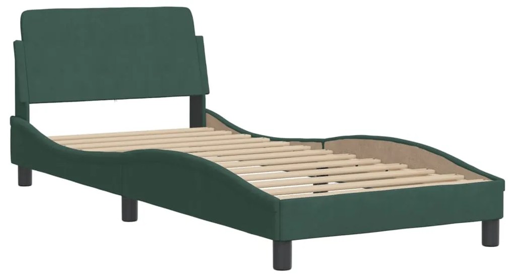 vidaXL Κρεβάτι με Στρώμα Σκούρο Πράσινο 80x200 εκ. Βελούδινο