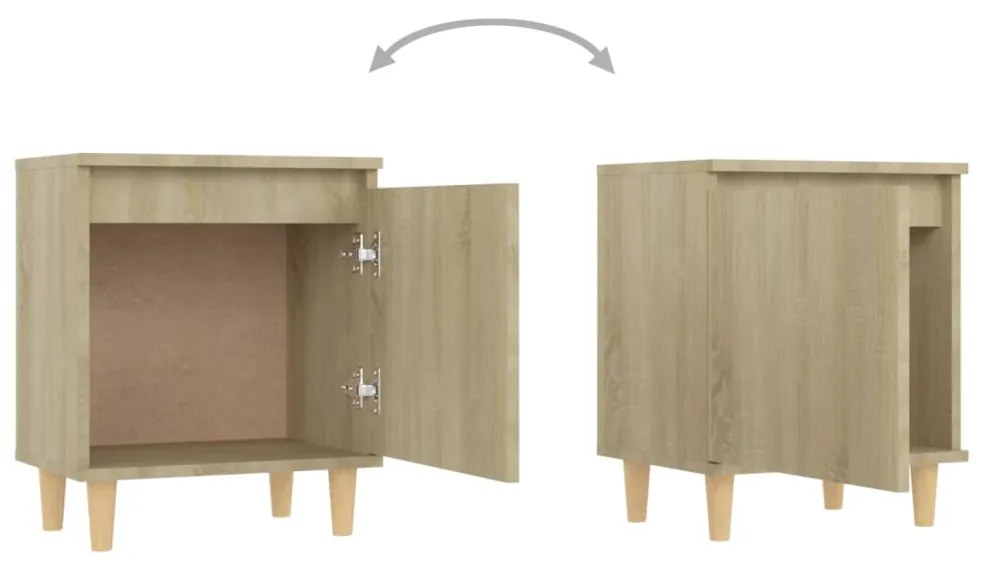 vidaXL Κομοδίνο Sonoma Δρυς 40 x 30 x 50 εκ. με Μασίφ Ξύλινα Πόδια