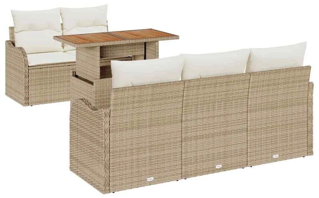 vidaXL Σετ Καναπέ Κήπου 6 pcs μπεζ και κρεμ 100 x 55 x 73 εκ