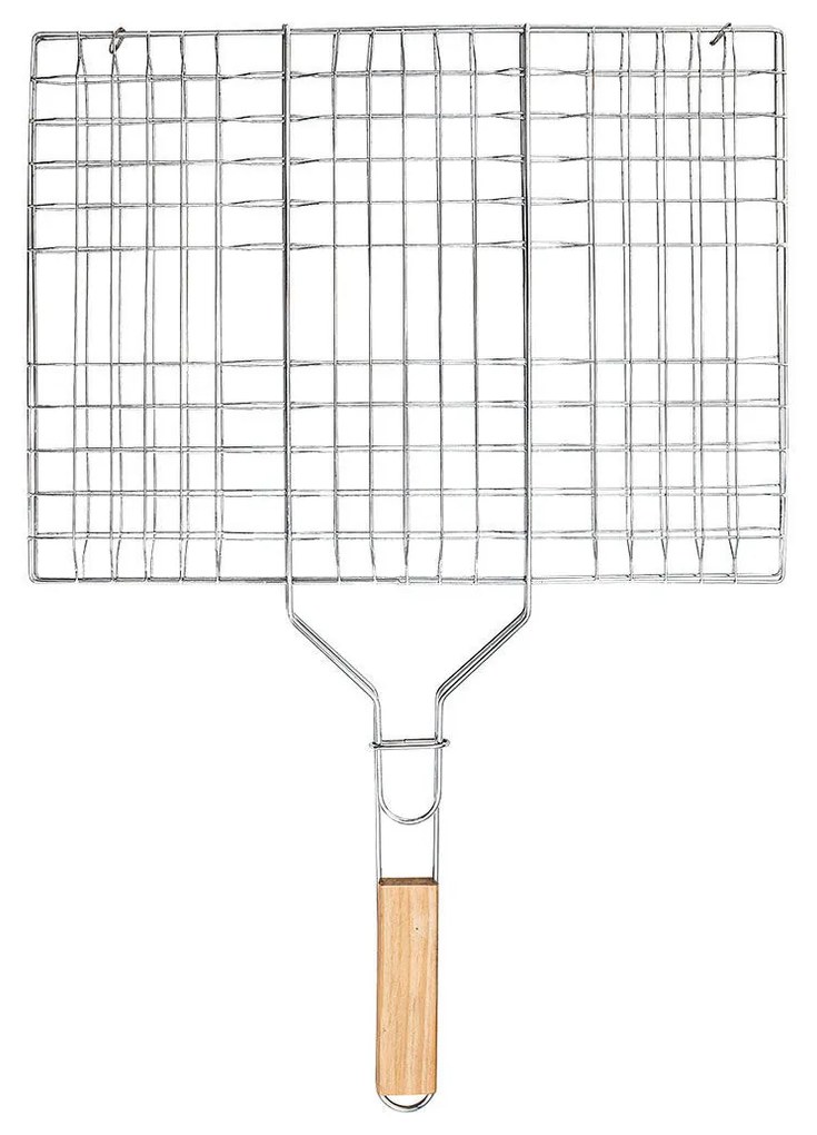 Estia 05-9472 Σχάρα Ψησίματος Bbq Με Ξύλινη Λαβή 60x40cm Μέταλλο, Silver