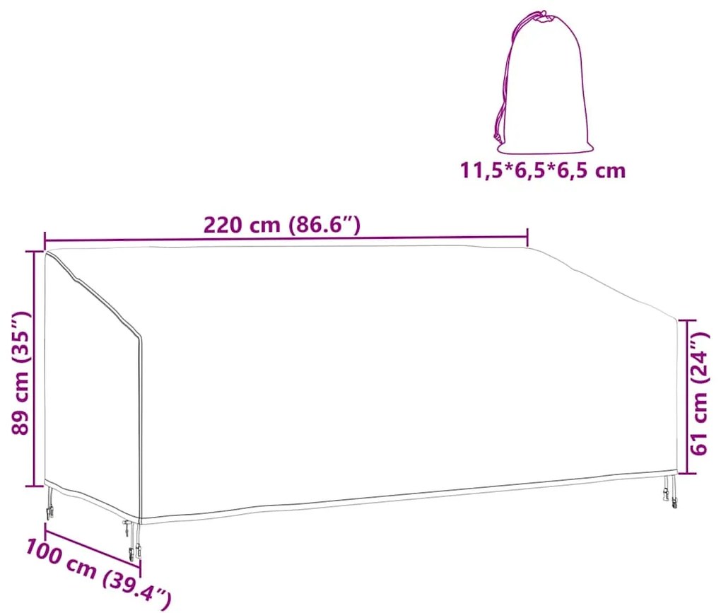 vidaXL Κάλυμμα Επίπλων Εξωτερικού Χώρου 220 x 100 x 89 εκ