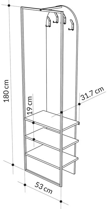 Έπιπλο εισόδου Archy pakoworld μελαμίνης φυσικό 53x32x180εκ