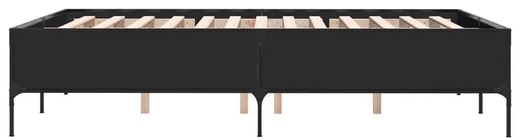 vidaXL Πλαίσιο Κρεβατιού Μαύρο 120x190 εκ. Επεξ. Ξύλο &amp; Μέταλλο