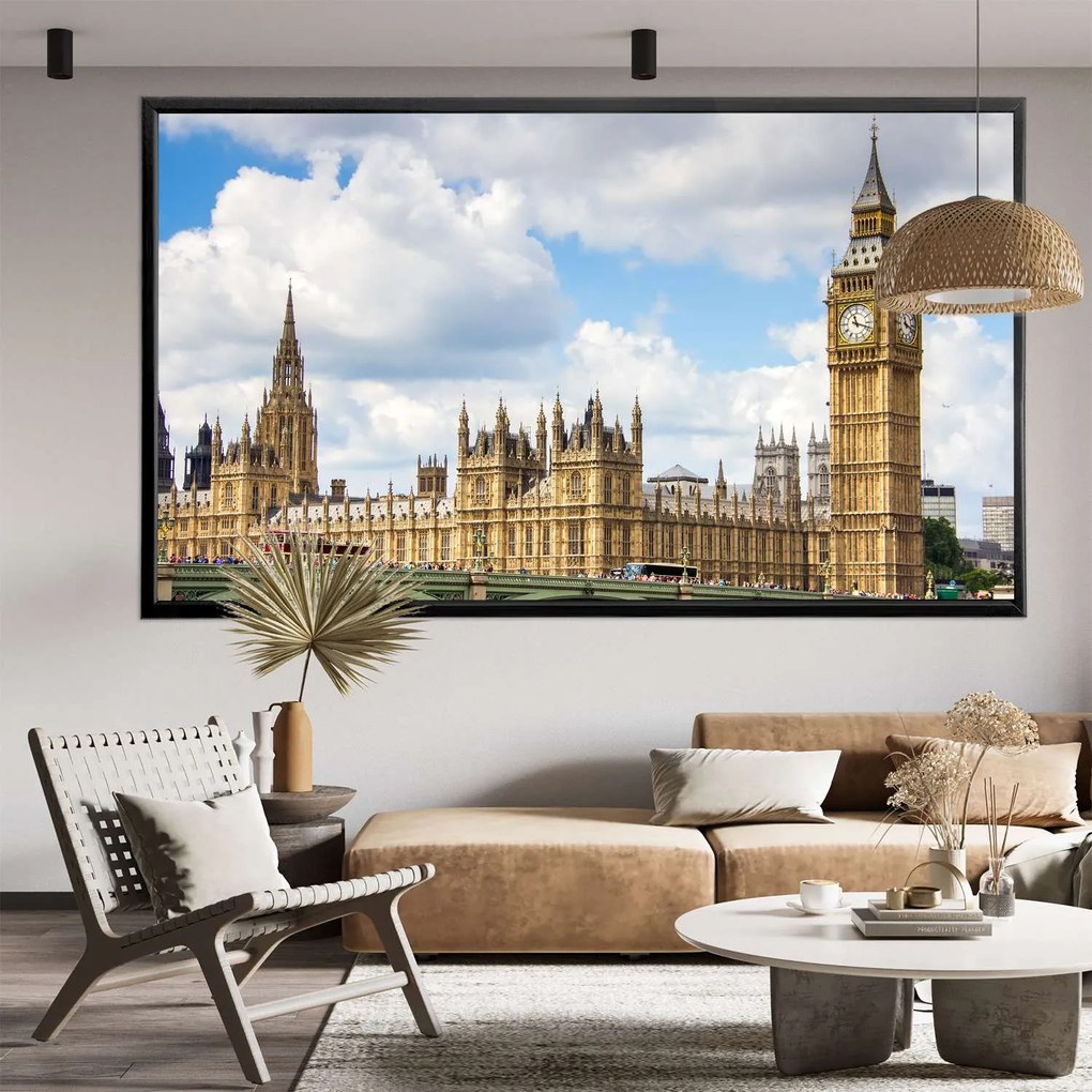 Πίνακας σε Plexiglass με Θέμα &#8220;Big Ben – Houses of Parliament&#8221; σε μαύρη ξύλινη Κορνίζα - 80cmx50cm