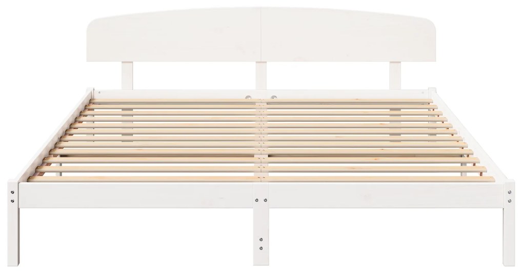 vidaXL Κρεβάτι με Κεφαλάρι Λευκό 180x200 εκ. Μασίφ Ξύλο Πεύκου