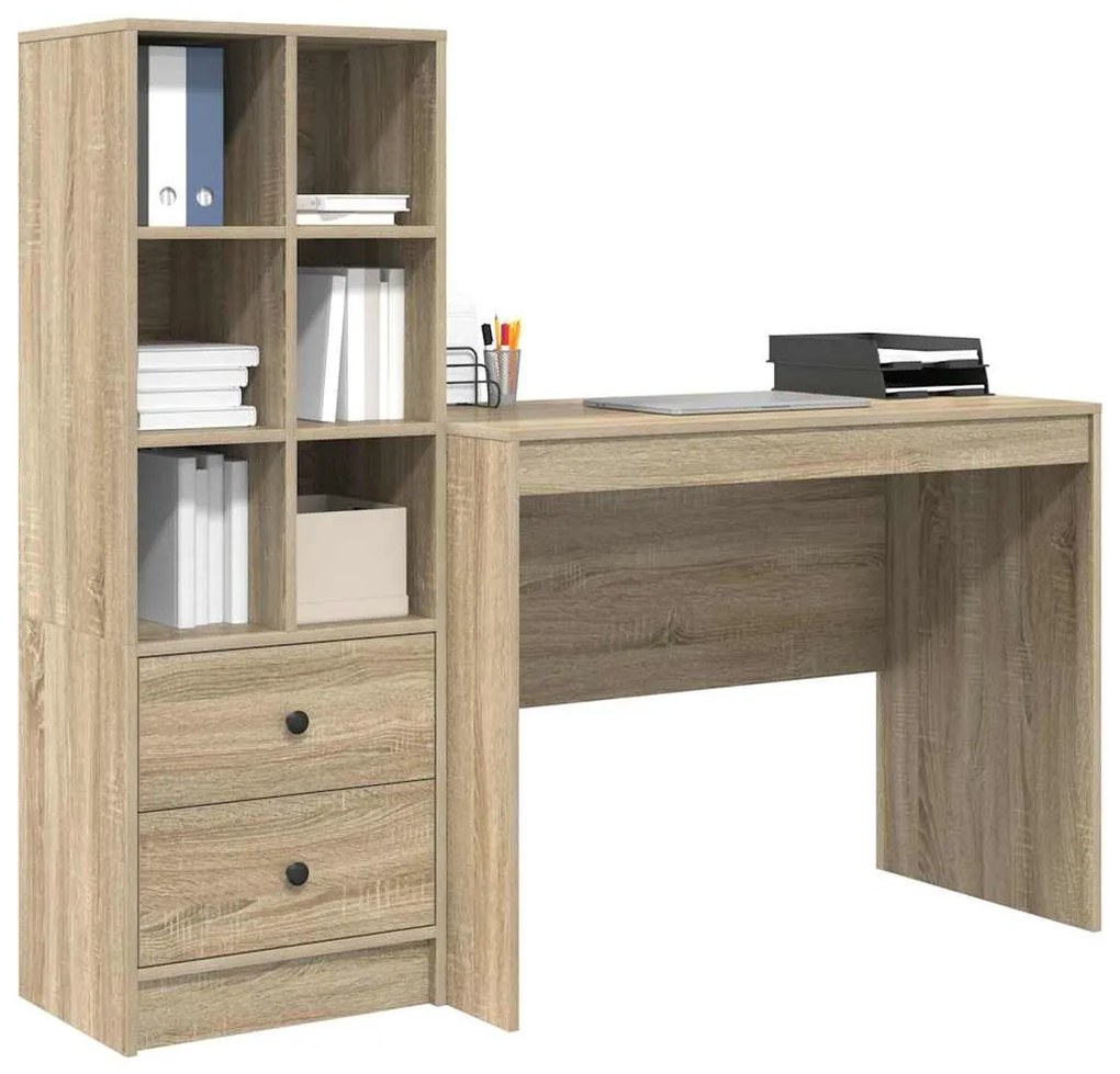 vidaXL Γραφείο με αποθηκευτικό χώρο με συρτάρι 2 pcs Δρύς Sonoma
