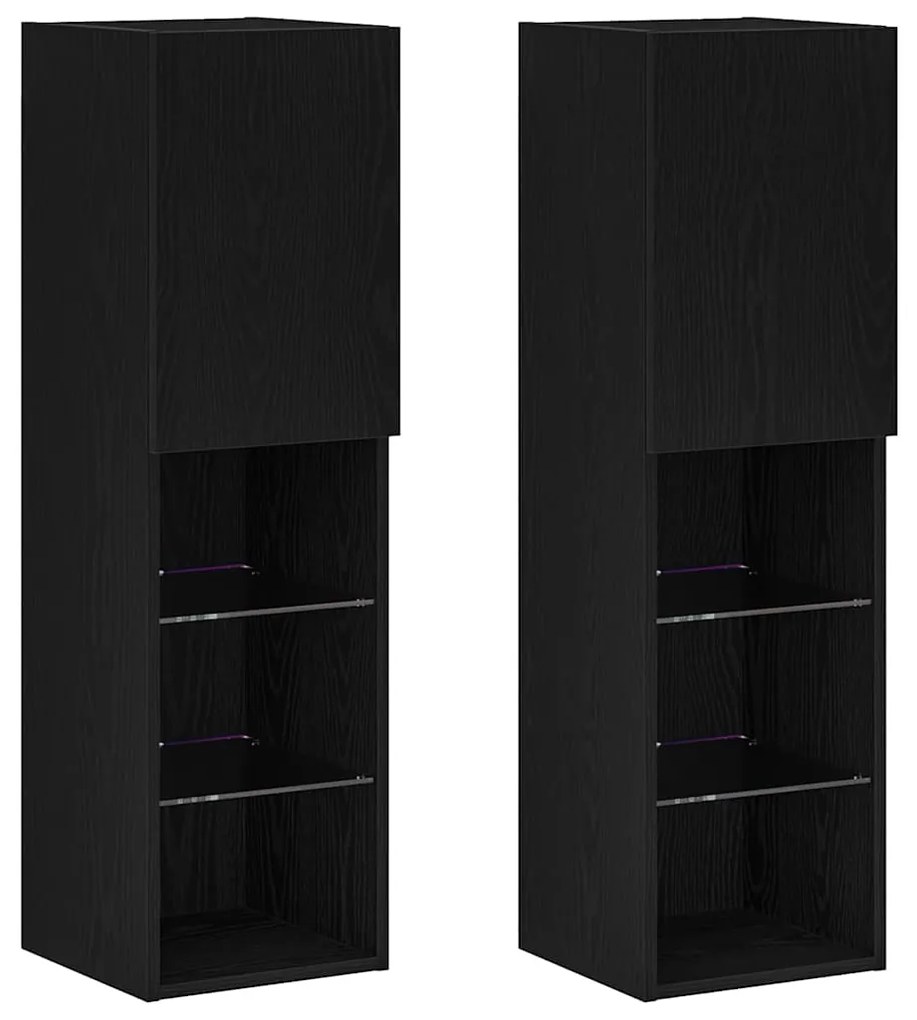 vidaXL Ντουλάπι TV 2 pcs Μαύρο 30.5 x 30 x 102 εκ Επεξεργασμένο ξύλο