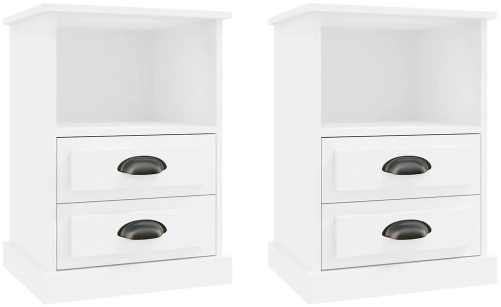 vidaXL Κομοδίνα 2 τεμ. Λευκά 43 x 36 x 60 εκ.