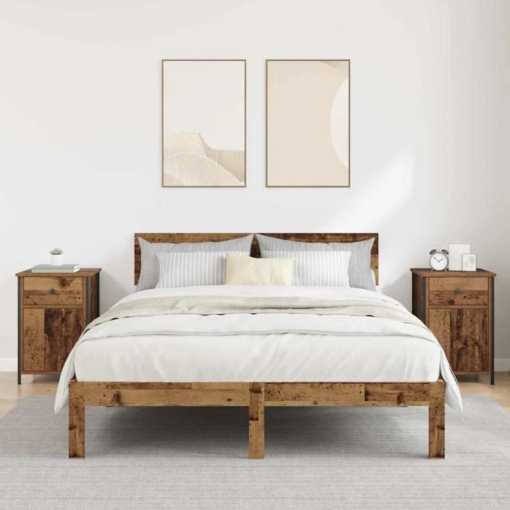 vidaXL Κομοδίνο 2 pcs Παλαιό ξύλο 40 x 42 x 60 εκ. Επεξεργασμένο ξύλο