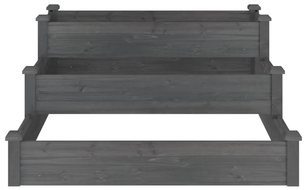 vidaXL Ζαρντινιέρα Υπερυψωμένη Γκρι 120x120x56 εκ. Μασίφ Ξύλο Ελάτης