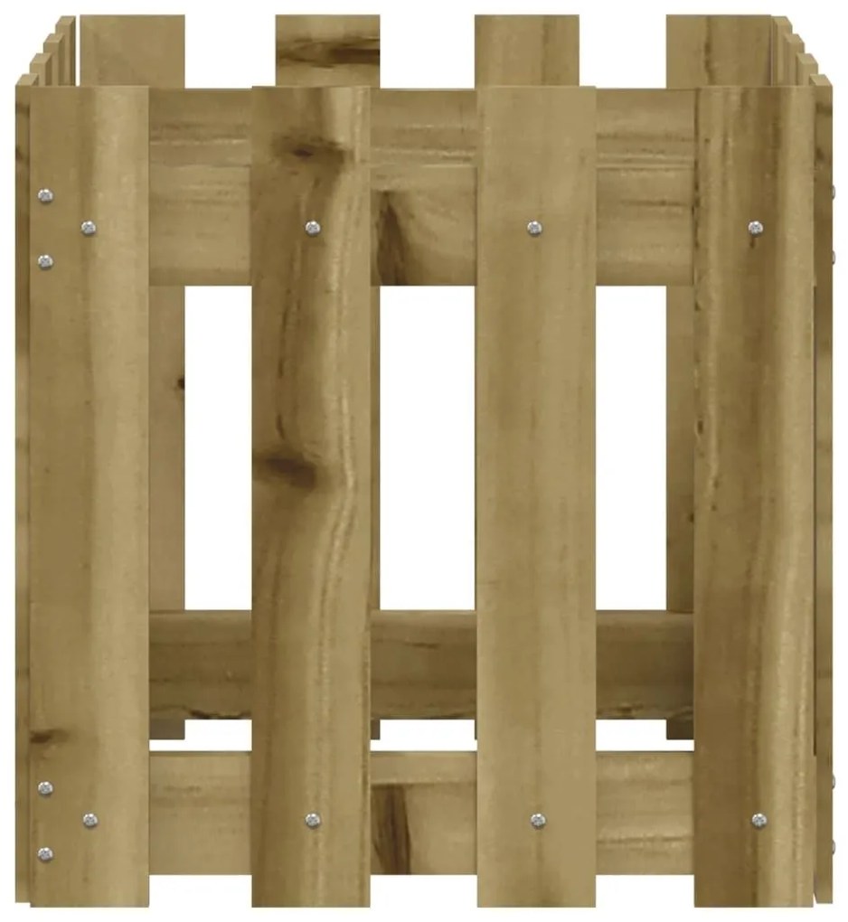 Ζαρντινιέρα με Σχέδιο Φράχτη 40x40x40 εκ. Εμποτισμ. Ξύλο Πεύκου - Καφέ