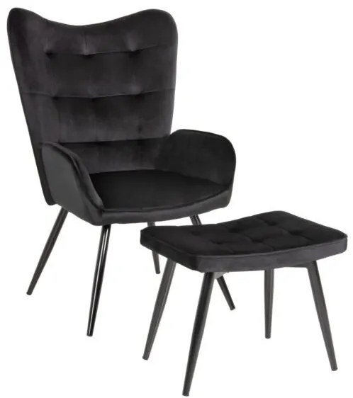 ΠΟΛΥΘΡΟΝΑ ΜΠΕΡΖΕΡΑ CRAWLEY ΜΕ ΥΠΟΠΟΔΙΟ HM8918.04 ΜΑΥΡΟ ΒΕΛΟΥΔΟ 70x57x103Y εκ.