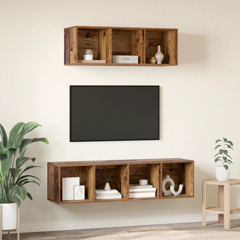 vidaXL Σετ Τηλεοπτικού Κάδου 2 pcs Παλαιό ξύλο 37 x 37 x 142.5 εκ