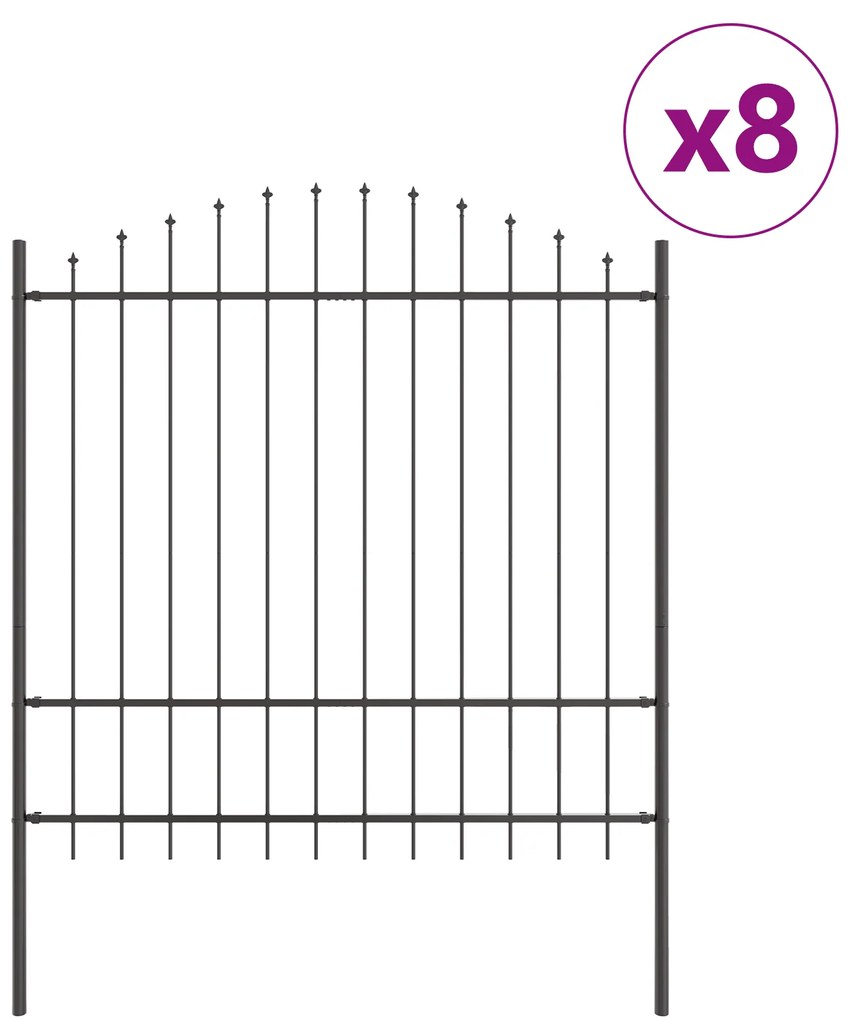 vidaXL Φράχτης κήπου  με καμπύλη κορυφή, Γκρι, 13,6x1,75 μ, Χάλυβας