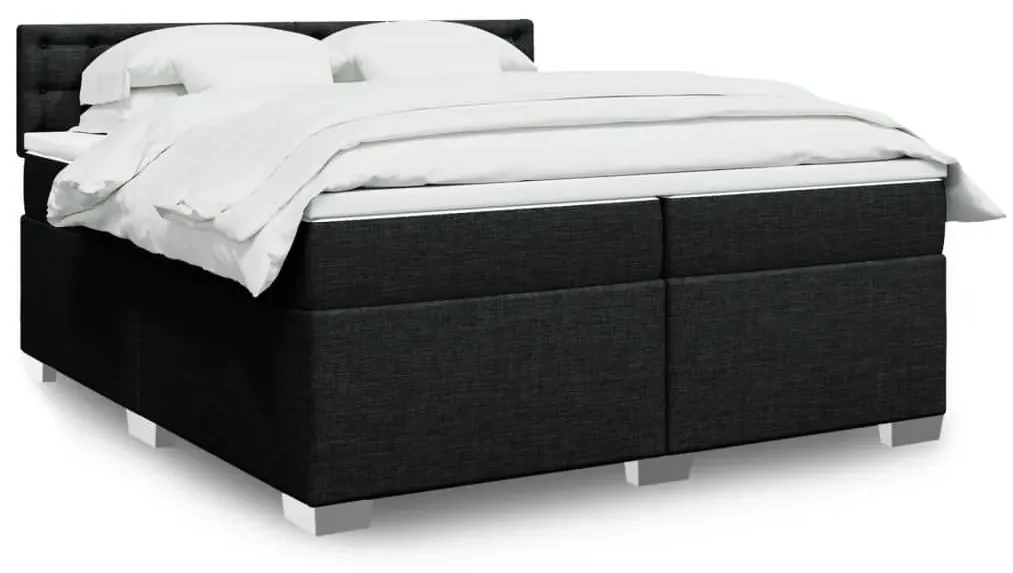Κρεβάτι Boxspring με Στρώμα Μαύρο 200x200 εκ. Υφασμάτινο 3286011