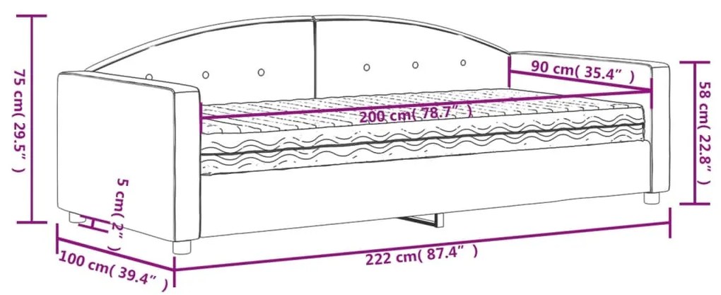 Καναπέ Κρεβάτι με Στρώμα Ροζ 90 x 200 εκ. Βελούδινος - Ροζ