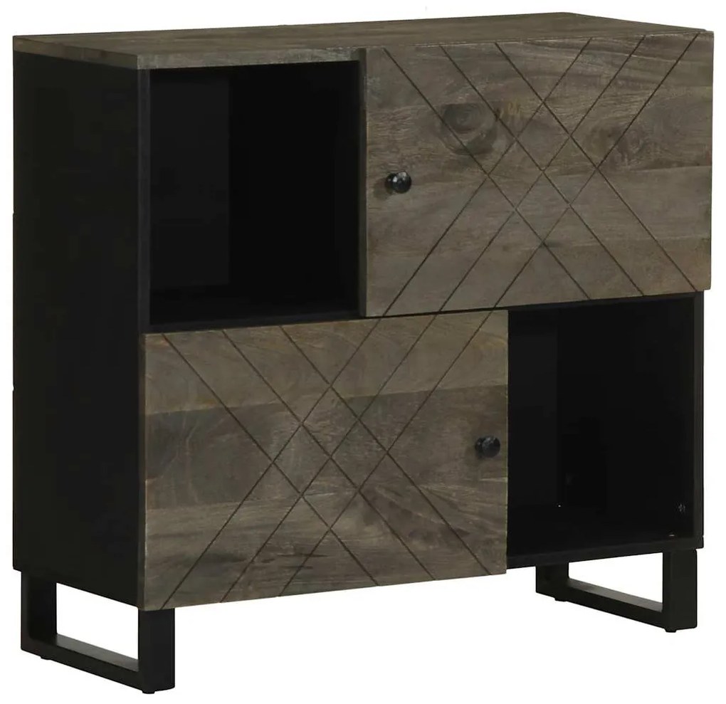 Σκευοθήκη Μαύρο 80x33x75 cm μασίφ ξύλο Μάνγκο