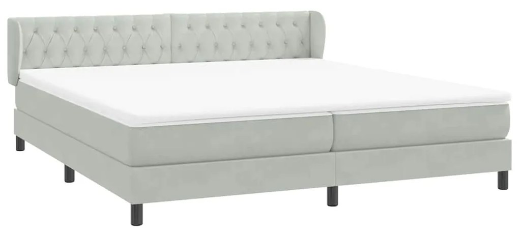 vidaXL Box Spring κρεβάτι με στρώματα ανοιχτό γκρι 200x210cm Βελούδινο