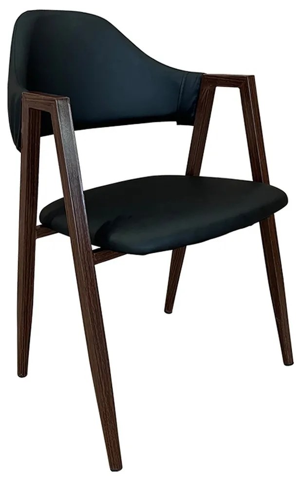 Καρέκλα Τραπεζαρίας ArteLibre SOLANA Μαύρο/Καρυδί PU/Μέταλλο 51x51x81cm