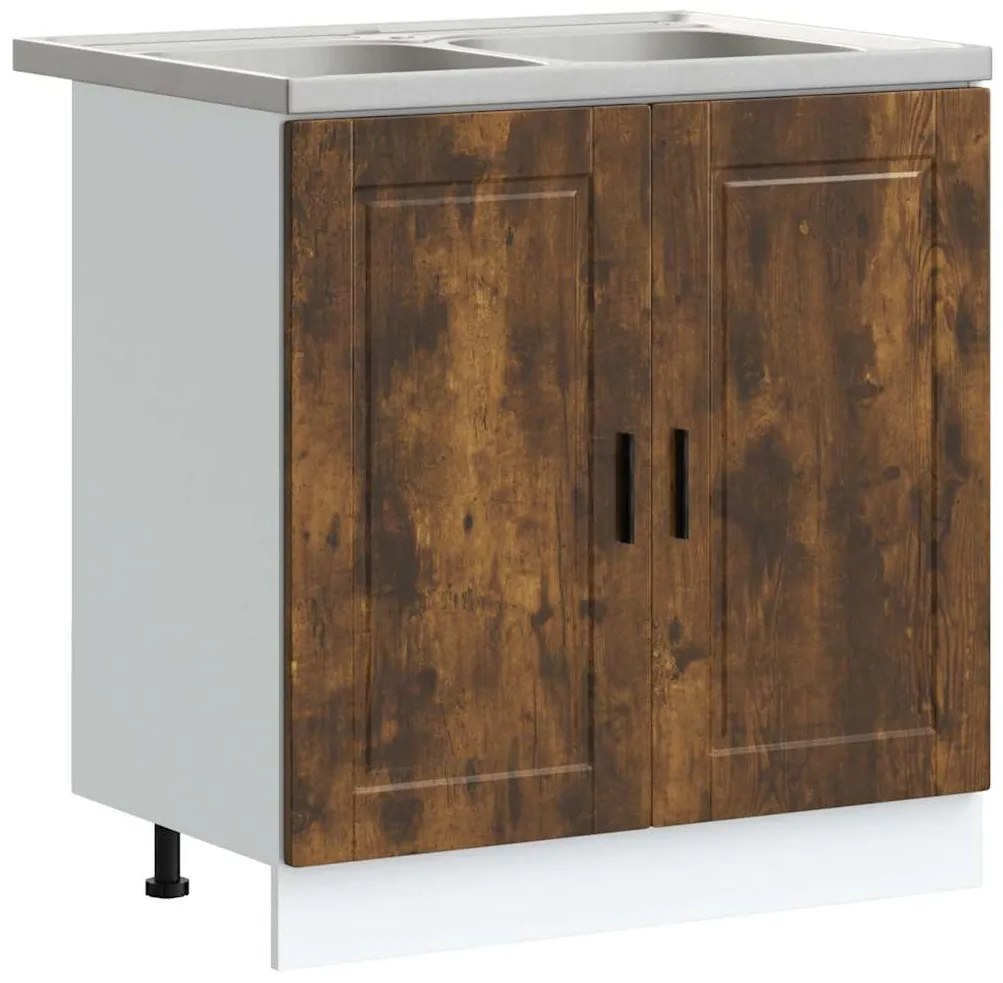 vidaXL Βάση νιπτήρα 2 pcs Καφέ 80 x 46 x 84.5 εκ. Επεξεργασμένο ξύλο