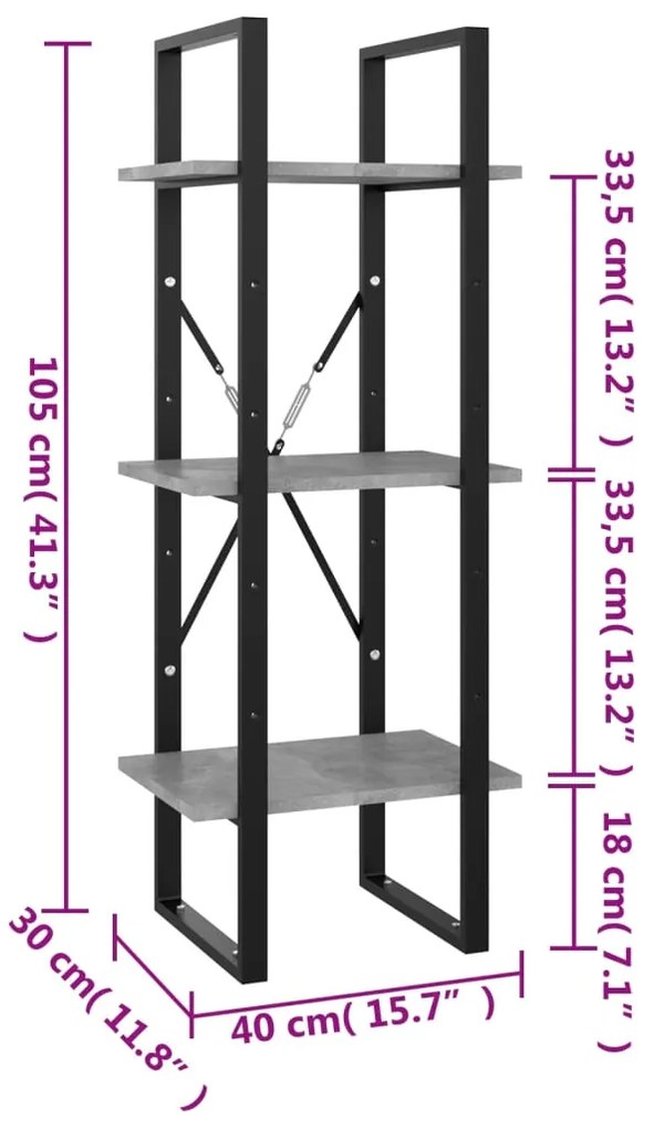 ΒΙΒΛΙΟΘΗΚΗ ΜΕ 3 ΡΑΦΙΑ ΓΚΡΙ ΣΚΥΡΟΔΕΜΑΤΟΣ 40X30X105ΕΚ ΜΟΡΙΟΣΑΝΙΔΑ 806491