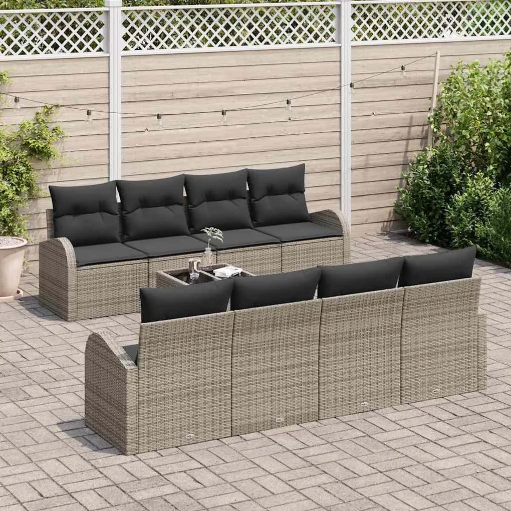 vidaXL Σετ Καναπέ Κήπου με μαξιλάρι 9 pcs Γκρι 55 x 55 x 37 εκ
