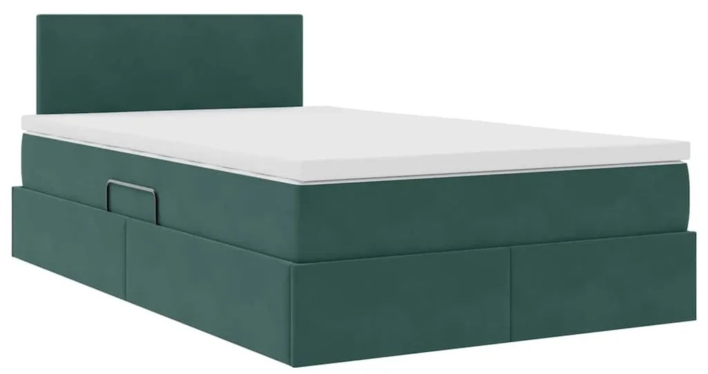vidaXL Κρεβάτι Αποθήκης με στρώμα Σκούρο Πράσινο 120 x 200 cm Βελούδο
