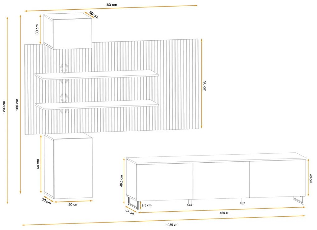 Swap XIX Σύνθεση Καφέ δρυς 280x180x40