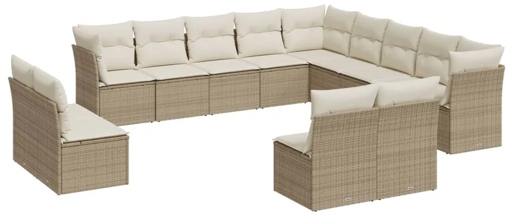 vidaXL Σετ Καναπέ Κήπου 13τεμ Μπεζ Συνθ. Ρατάν με Μαξιλάρια