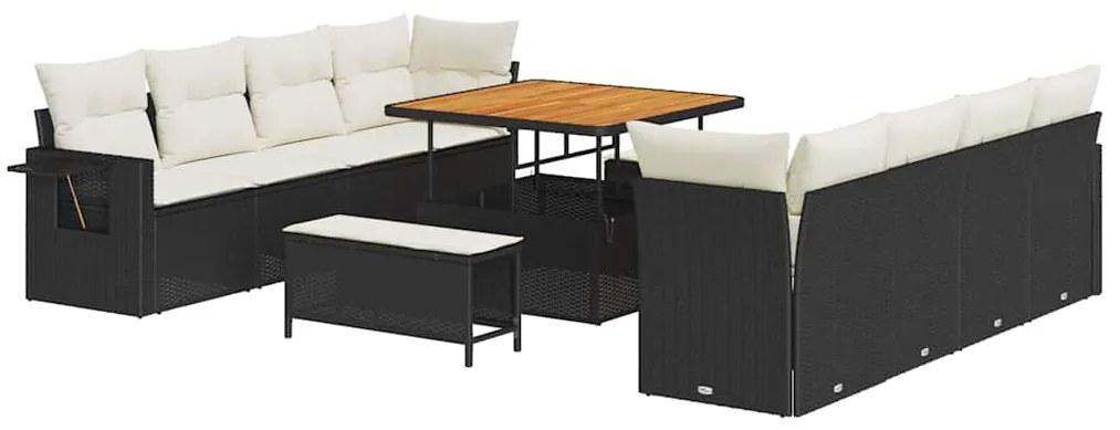 vidaXL Σετ Καναπέ Κήπου με αποθήκευση 11 pcs Μαύρο Πολυ ράταν