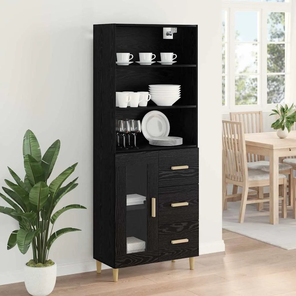 vidaXL Highboard Επιτοίχιο 2 pcs Μαύρη Οξυά 69,5 x 34 x 180 εκ.
