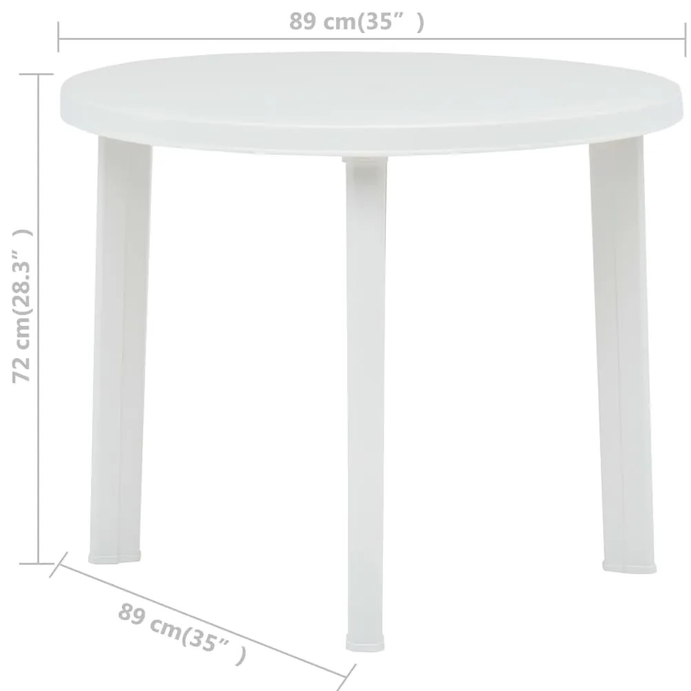 vidaXL Τραπέζι Κήπου Λευκό 89 εκ. Πλαστικό