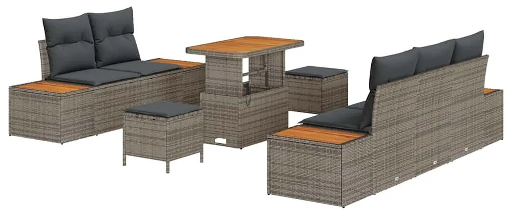 vidaXL Σετ Καναπέ Κήπου 8 pcs Γκρι συνθετικό ρατάν