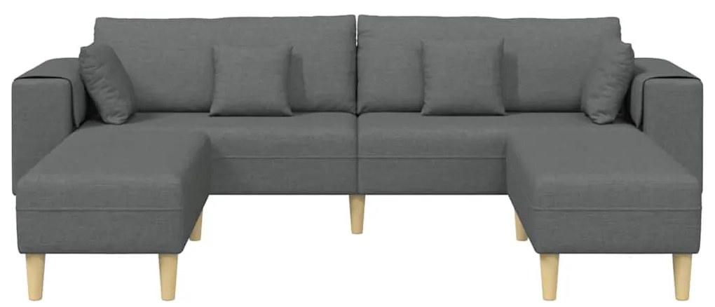 vidaXL Καναπές με μαξιλάρι 3 pcs Σκούρο Γκρι ύφασμα