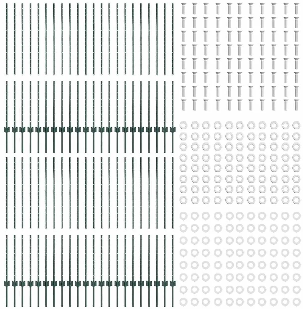 vidaXL Πό posts φράχτη 44 pcs Πράσινο 180 cm Ατσάλι