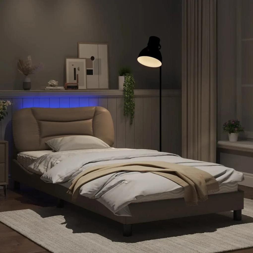 vidaXL Πλαίσιο Κρεβατιού με LED Καπουτσίνο 100x200 εκ. Συνθετικό Δέρμα